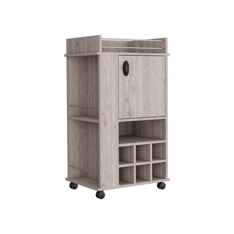 Bar Fargo Ceniza 55x99cm con Un Cajón y con Seis Portabotellas - Bares | Bylmo