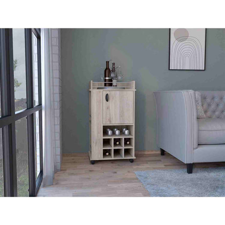 Bar Fargo Ceniza 55x99cm con Un Cajón y con Seis Portabotellas - Bares | Bylmo