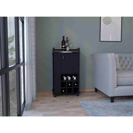 Bar Fargo Wengue 55x99cm con Un Cajón y con Seis Portabotellas - Bares | Bylmo