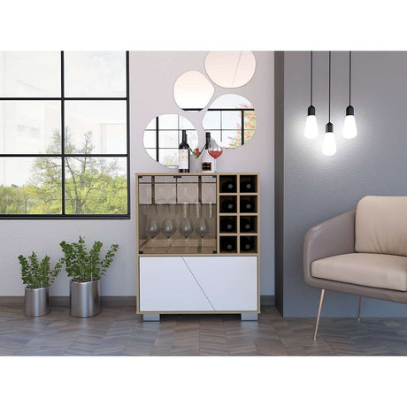 Bar Fraktal Rovere y Blanco 78 cm con Puertas de Vidrio - Bares | Bylmo