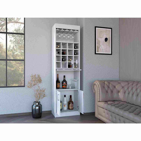 Bar Kava Blanco 51x181cm con Un Cajón y con Dieciséis Portabotellas - Bares | Bylmo