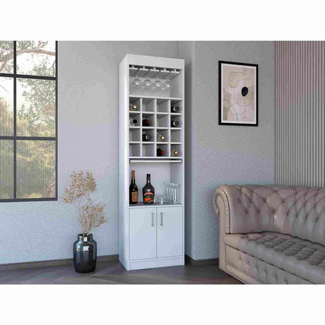 Bar Kava Blanco 51x181cm con Un Cajón y con Dieciséis Portabotellas - Bares | Bylmo