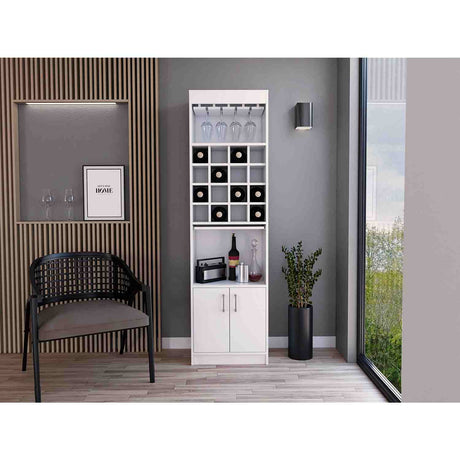 Bar Kava Blanco 51x181cm con Un Cajón y con Dieciséis Portabotellas - Bares | Bylmo