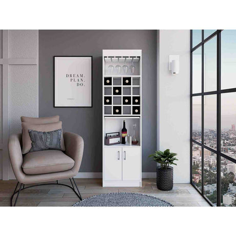 Bar Kava Blanco 51x181cm con Un Cajón y con Dieciséis Portabotellas - Bares | Bylmo