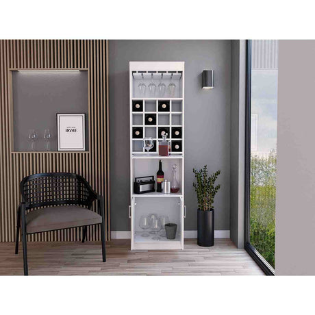 Bar Kava Blanco 51x181cm con Un Cajón y con Dieciséis Portabotellas - Bares | Bylmo