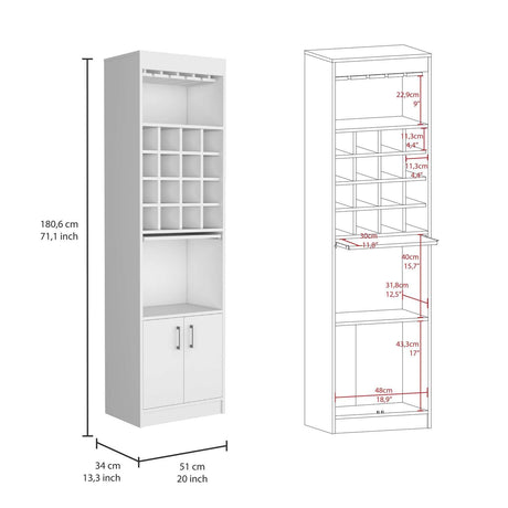 Bar Kava Blanco 51x181cm con Un Cajón y con Dieciséis Portabotellas - Bares | Bylmo