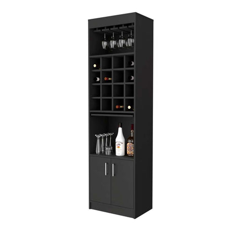Bar Kava Wengue 51x180.6cm con Un Cajón y con Dieciséis Portabotellas - Bares | Bylmo