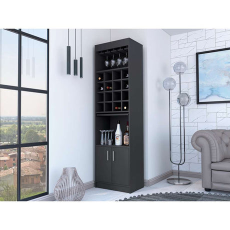 Bar Kava Wengue 51x180.6cm con Un Cajón y con Dieciséis Portabotellas - Bares | Bylmo