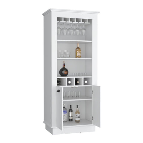 Bar Lafayette Blanco 75x177cm con Un Cajón y con Cuatro Portabotellas - Bares | Bylmo