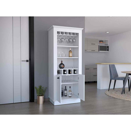 Bar Lafayette Blanco 75x177cm con Un Cajón y con Cuatro Portabotellas - Bares | Bylmo