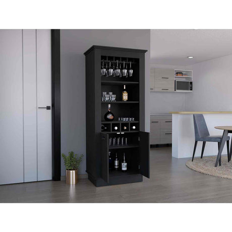 Bar Lafayette Wengue 75x177cm con Un Cajón y con Cuatro Portabotellas - Bares | Bylmo