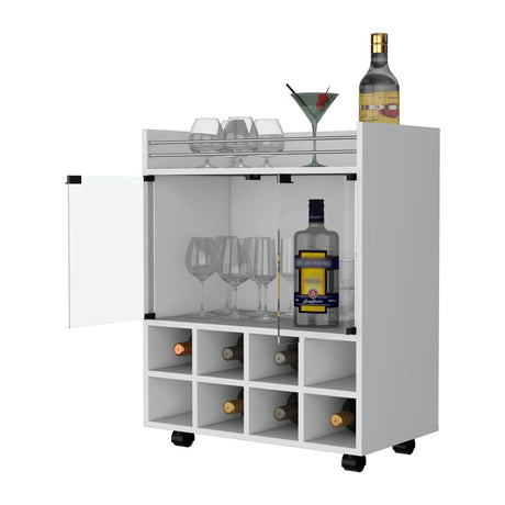 Bar San Andres Blanco 66x82cm con Un Cajón y con Ocho Portabotellas - Bares | Bylmo