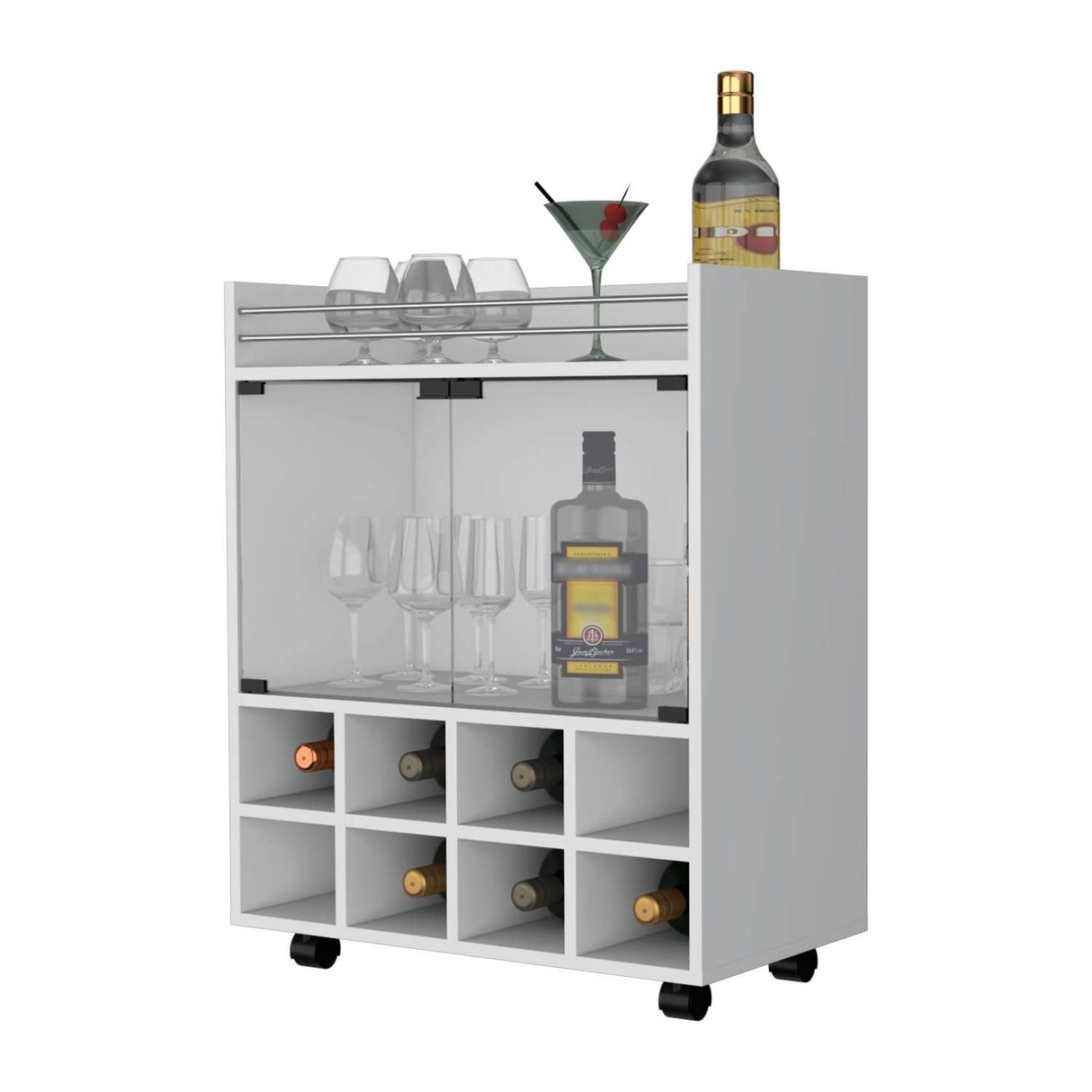 Bar San Andres Blanco 66x82cm con Un Cajón y con Ocho Portabotellas - Bares | Bylmo
