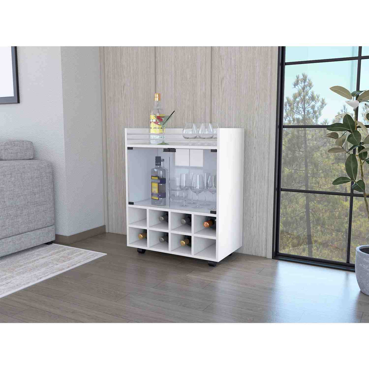 Bar San Andres Blanco 66x82cm con Un Cajón y con Ocho Portabotellas - Bares | Bylmo