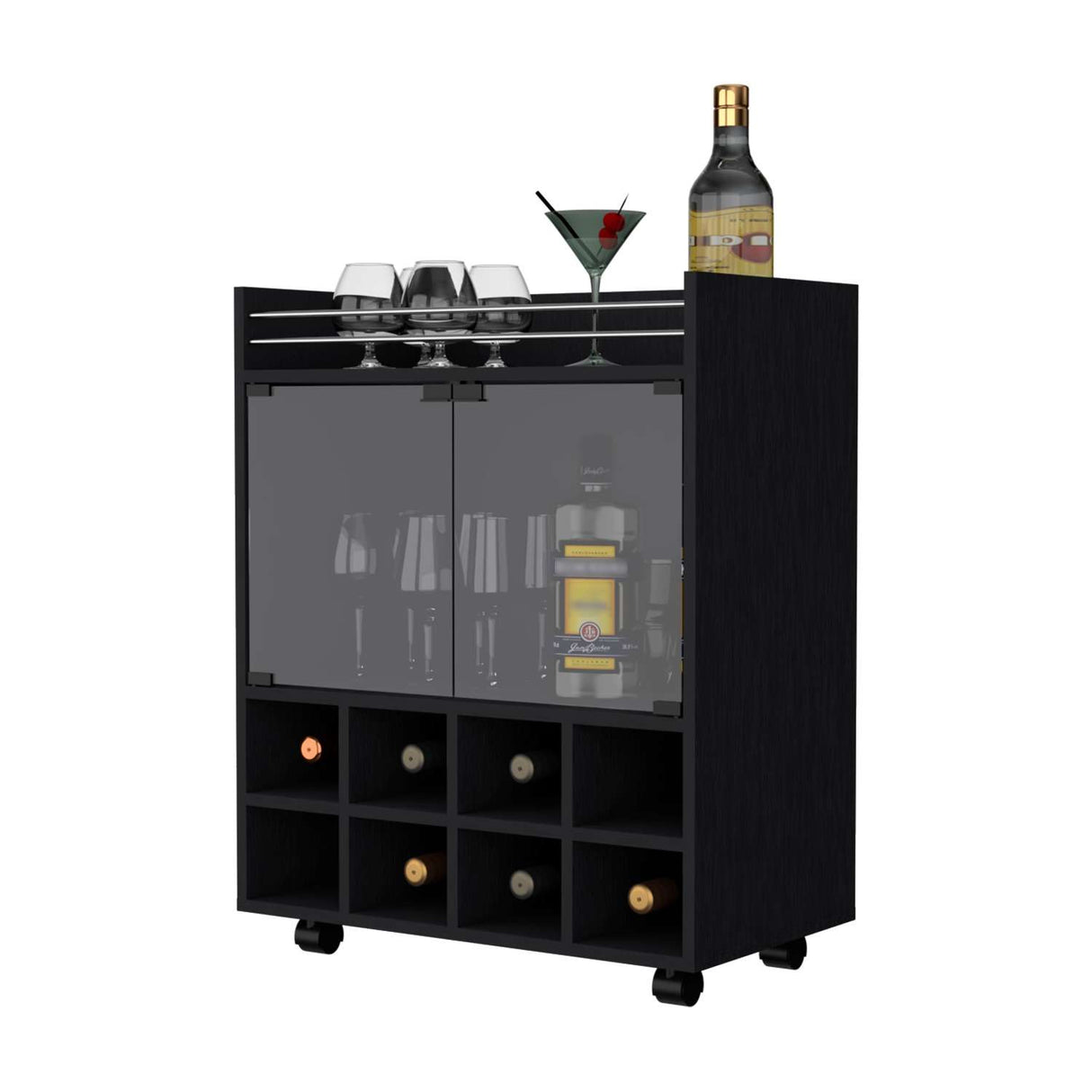 Bar San Andres Wengue 66x82cm con Un Cajón y con Ocho Portabotellas - Bares | Bylmo