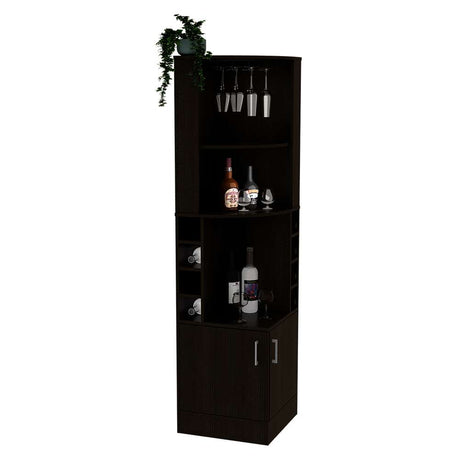 Bar Esquinero Esquinero Syrah Wengue 46.9x180.6cm con Un Cajón y con Ocho Portabotellas - Bares | Bylmo