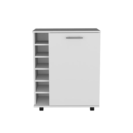 Bar Wick Blanco 66x82cm con Un Cajón y con Seis Portabotellas - Bares | Bylmo