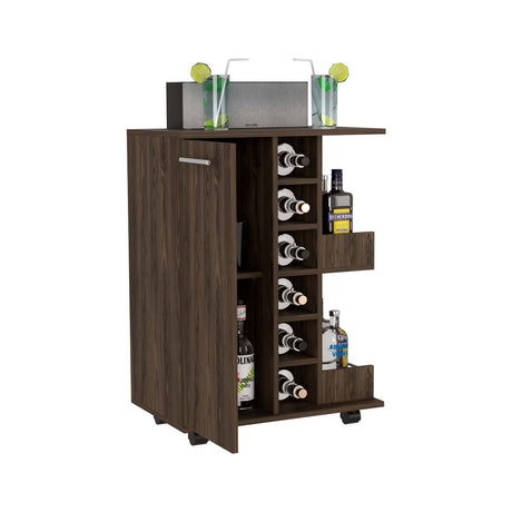 Bar Carro Coñac 60x82cm con Cuatro Compartimientos y con Seis Portabotellas - Barras y Muebles Auxiliares | Bylmo
