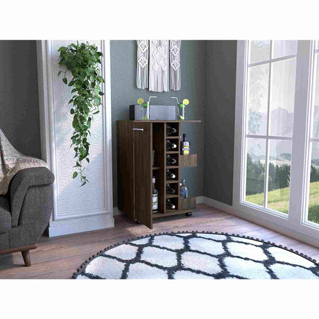 Bar Carro Coñac 60x82cm con Cuatro Compartimientos y con Seis Portabotellas - Barras y Muebles Auxiliares | Bylmo