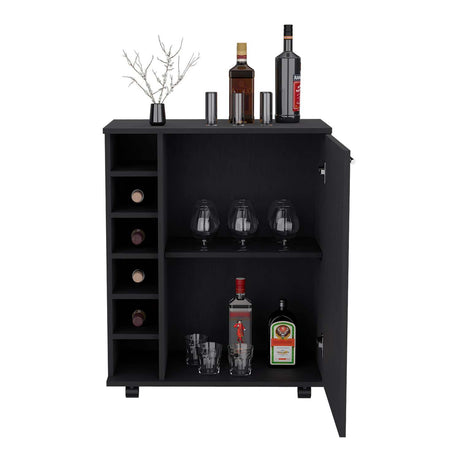 Bar Wick Wengue 66x82cm con Un Cajón y con Seis Portabotellas - Bares | Bylmo
