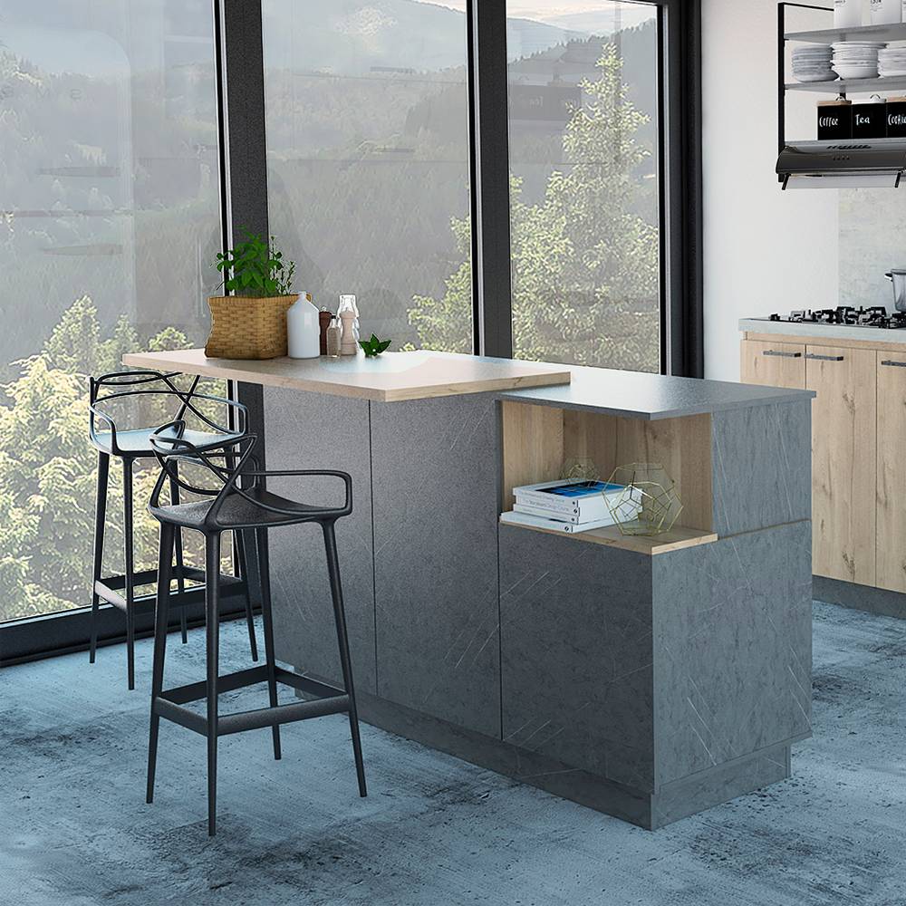 Barra de Cocina Carmen Duna y Onix 175 cm con Tres Puertas - Cocinas | Bylmo