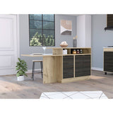 Barra de Cocina Lauret Duna y Carbón 180 cm con Tres Puertas - Cocinas | Bylmo