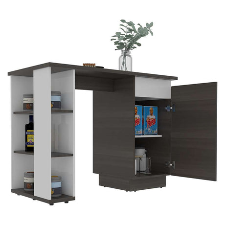 Barra de Cocina Rossi Olivo y Blanco 120 cm con Una Puerta y Entrepaños - Muebles Organizadores | Bylmo