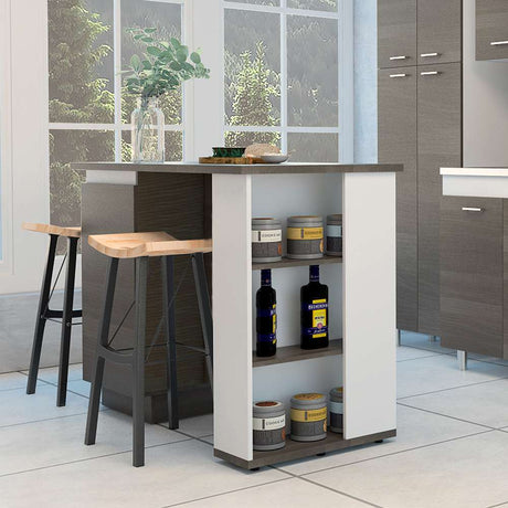 Barra de Cocina Rossi Olivo y Blanco 120 cm con Una Puerta y Entrepaños - Muebles Organizadores | Bylmo