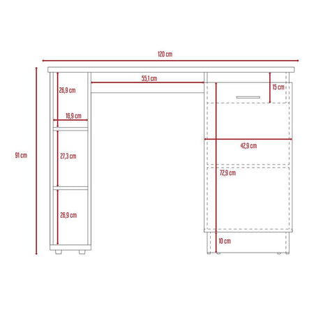 Barra de Cocina Rossi Olivo y Blanco 120 cm con Una Puerta y Entrepaños - Muebles Organizadores | Bylmo