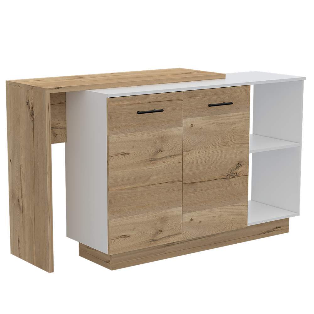 Barra de Cocina Sicilia Duna y Blanco 150 cm con Dos Puertas - Muebles Organizadores | Bylmo