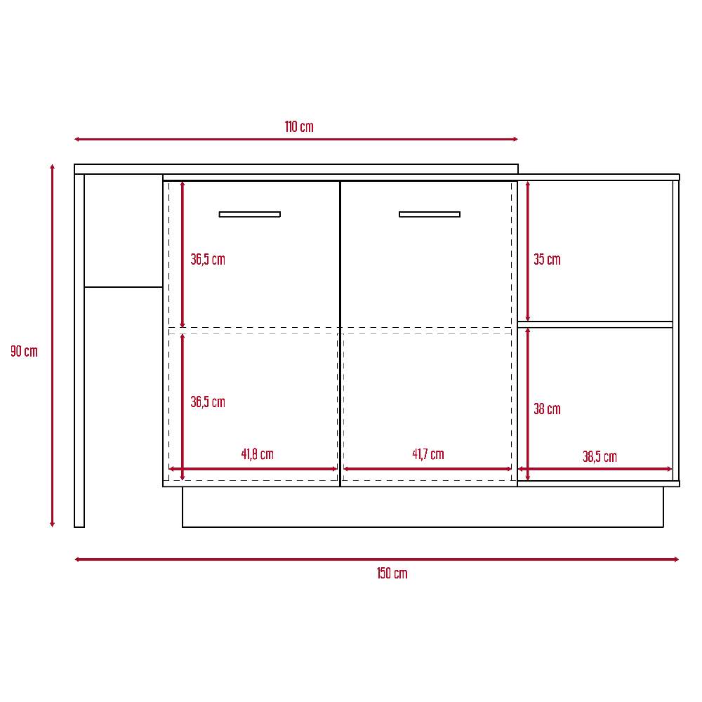 Barra de Cocina Sicilia Duna y Blanco 150 cm con Dos Puertas - Muebles Organizadores | Bylmo
