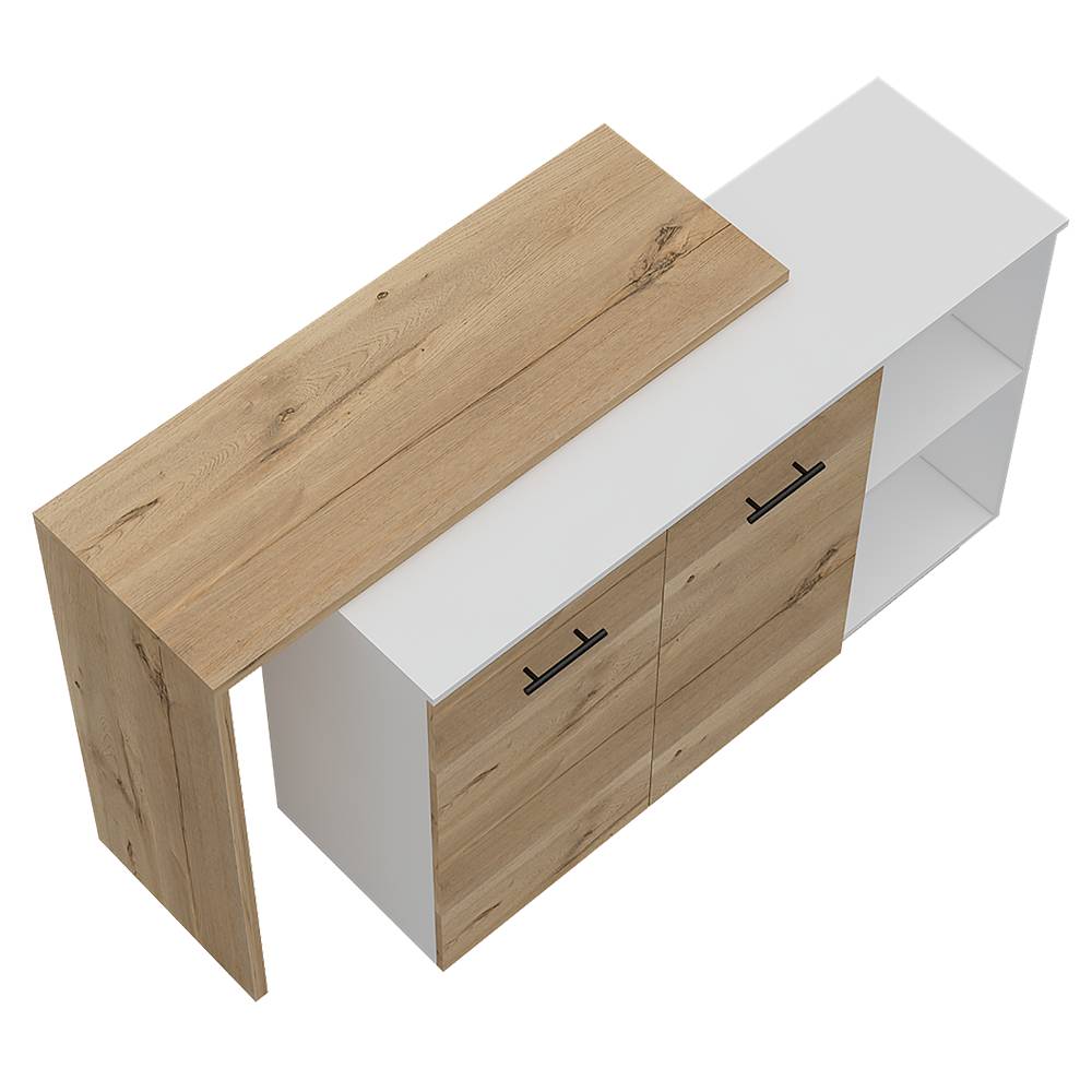 Barra de Cocina Sicilia Blanco y Duna 150x90cm con Dos Entrepaños y con Tres Comportamientos - Cocinas | Bylmo