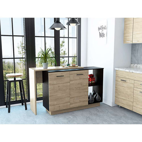 Mueble Auxiliar de Cocina Sicilia Wengue 150x90cm con Cuatro Entrepaños y Cinco Compartimientos - Muebles Organizadores | Bylmo