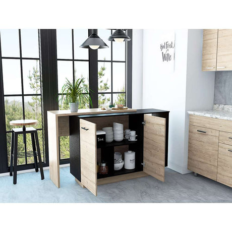 Mueble Auxiliar de Cocina Sicilia Wengue 150x90cm con Cuatro Entrepaños y Cinco Compartimientos - Muebles Organizadores | Bylmo