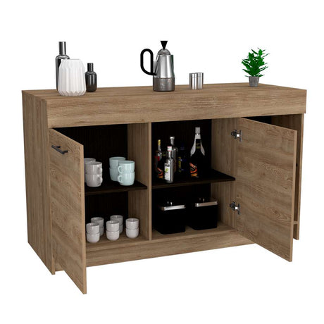 Barra de Cocina Luna Miel y Wengue 150 cm con Dos Puertas - Muebles Organizadores | Bylmo