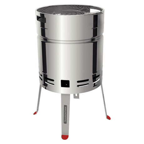 Barril TCP 400 Gris de Acero Inoxidable con Bandeja para Carbón de Acero Esmaltado 40 cm - Asadores | Bylmo