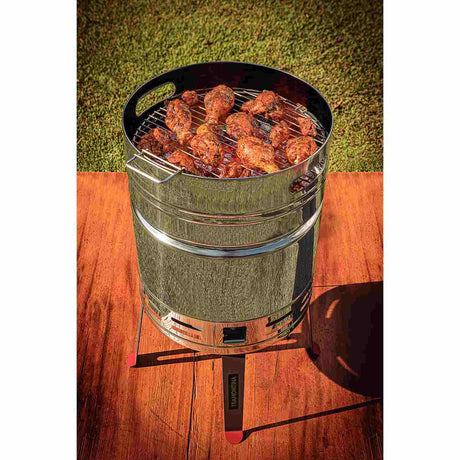 Barril TCP 400 Gris de Acero Inoxidable con Bandeja para Carbón de Acero Esmaltado 40 cm - Asadores | Bylmo