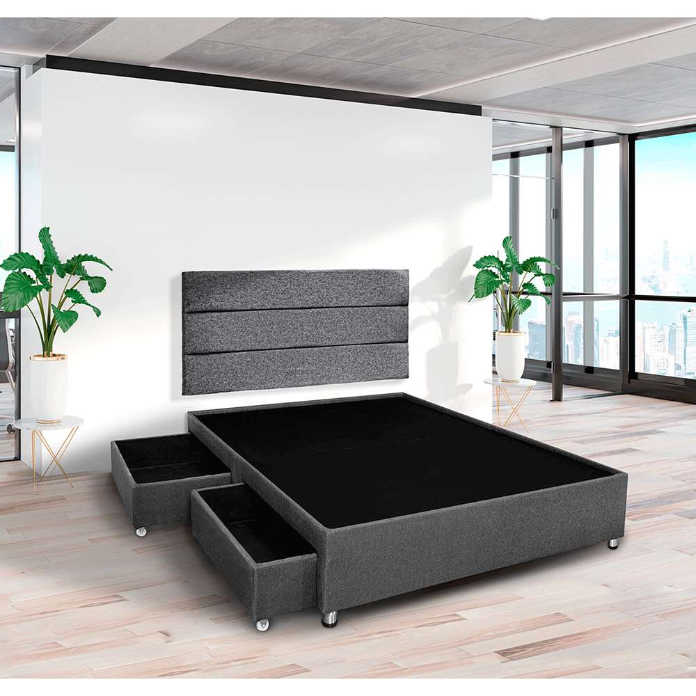 Base Cama Ottavia Semidoble 120 cm Gris con Cajones - Camas y Cabeceros | Bylmo