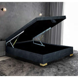 Base Cama Tarento Doble 140 cm Gris con Baúl - Camas y Cabeceros | Bylmo