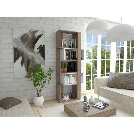 Biblioteca Transformable Acacia Miel 60 cm con Módulos Flotantes y Entrepaños - Bibliotecas | Bylmo