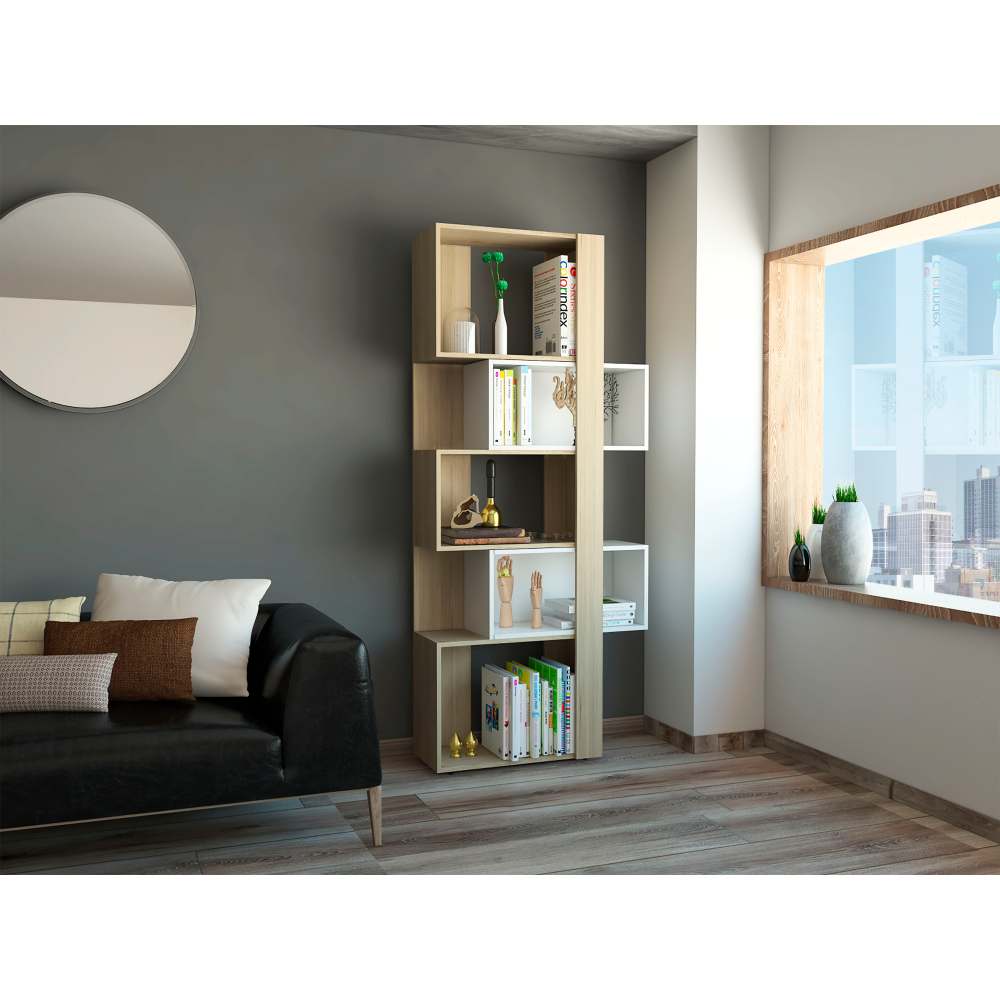 Biblioteca Transformable Acacia Rovere 60 cm con Módulos Flotantes y Entrepaños - Bibliotecas | Bylmo