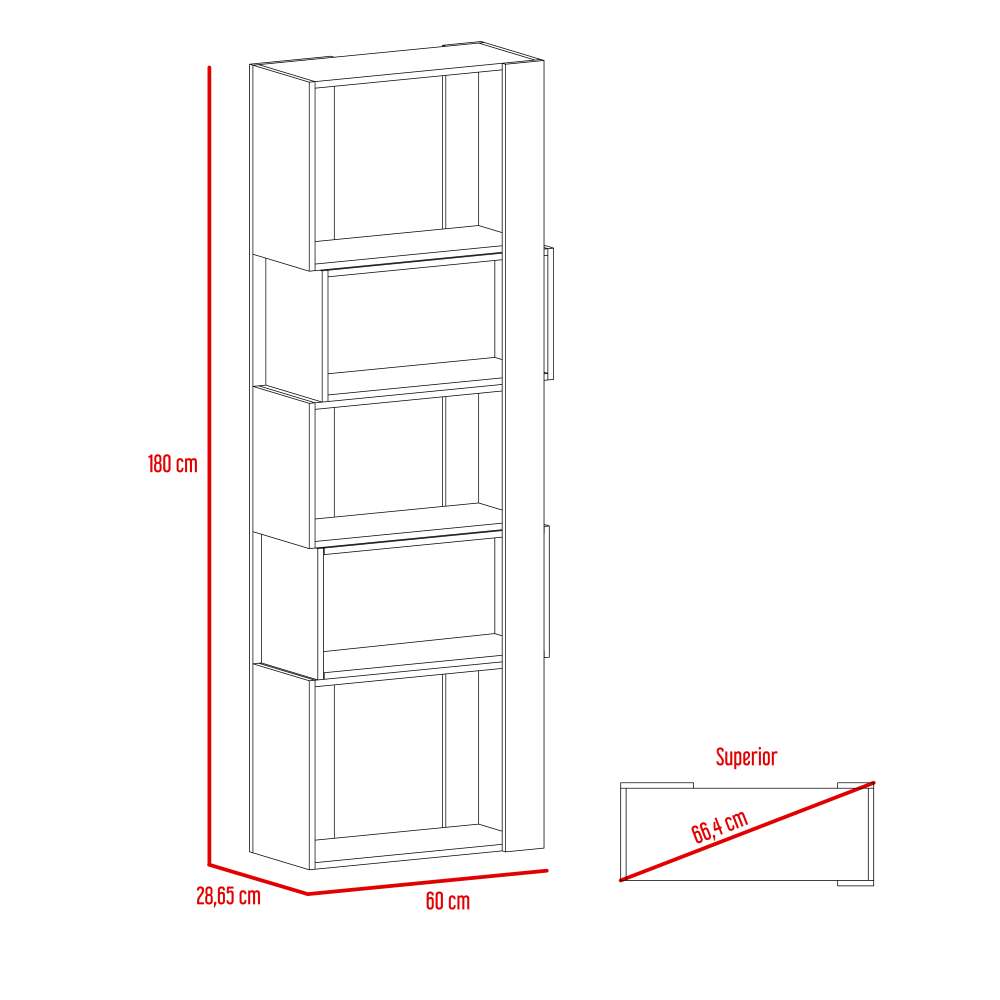 Biblioteca Transformable Acacia Rovere 60 cm con Módulos Flotantes y Entrepaños - Bibliotecas | Bylmo