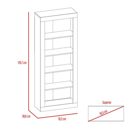 Biblioteca Andina Wengue 70 cm con Entrepaños - Bibliotecas | Bylmo