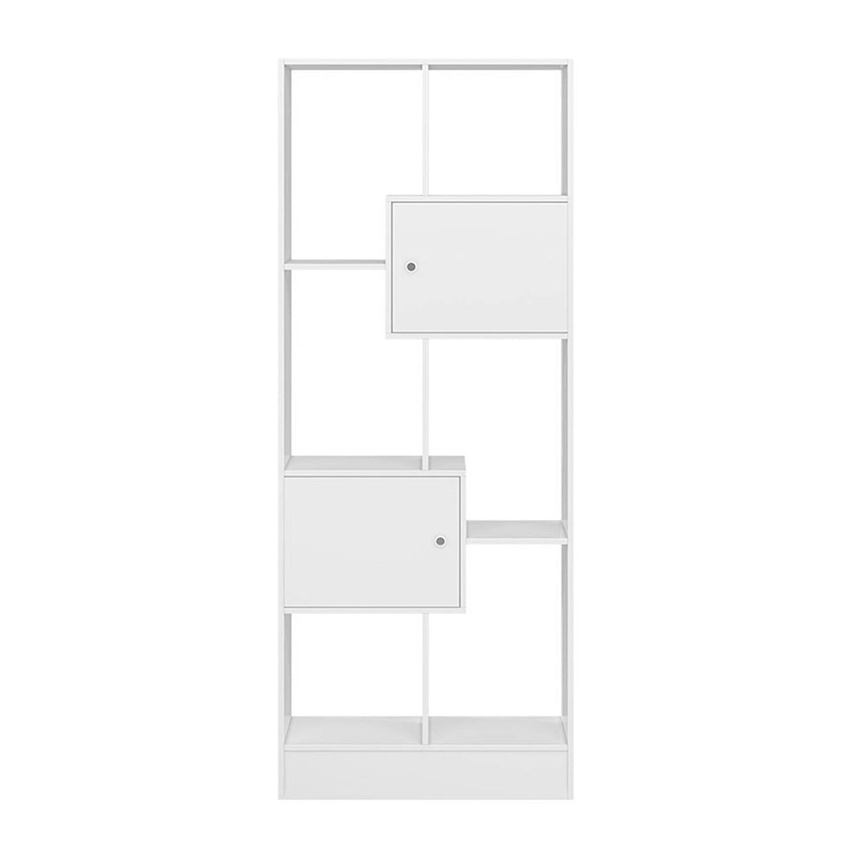 Biblioteca Arica Blanco 73x183cm con Seis Compartimientos y con Dos Cajones - Bibliotecas y Estanterias | Bylmo