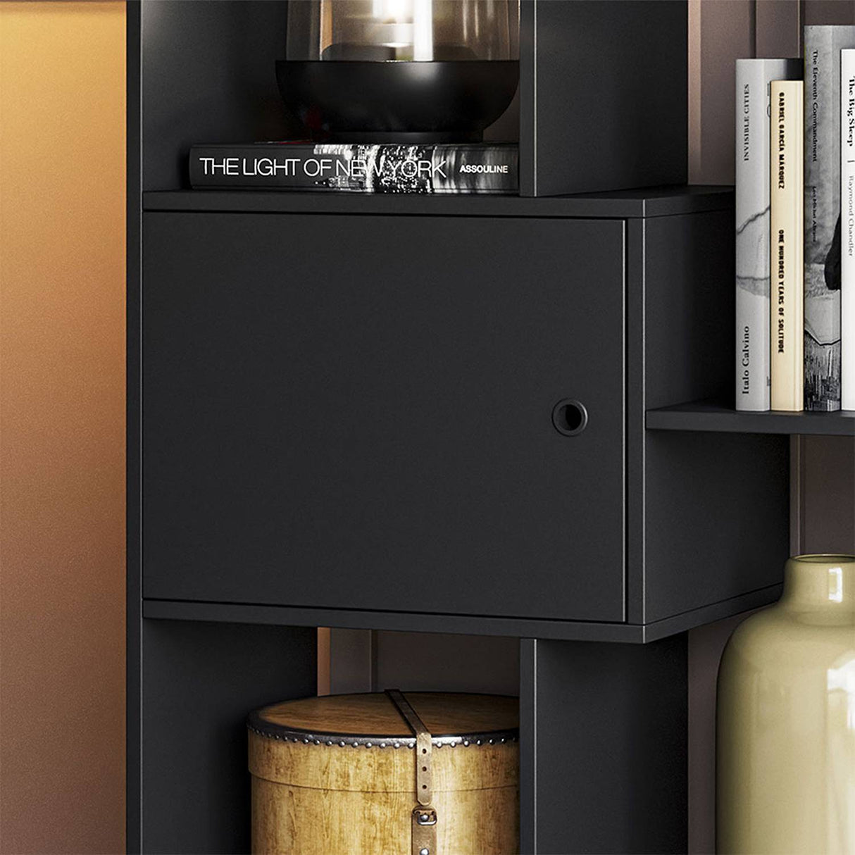 Biblioteca Arica Negro 73 cm con Dos Puertas - Bibliotecas y Estanterias | Bylmo