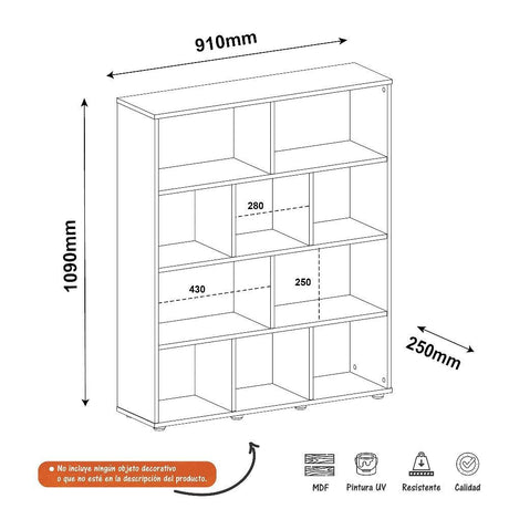 Biblioteca Book Cafe 91 cm con Entrepaños - Bibliotecas | Bylmo
