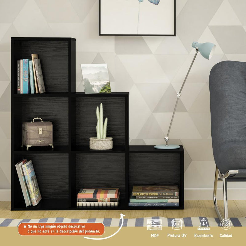 Biblioteca Escalera Grid Negro 102 cm con Entrepaños