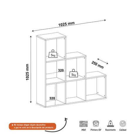 Biblioteca Escalera Grid Negro 102 cm con Entrepaños - Bibliotecas | Bylmo