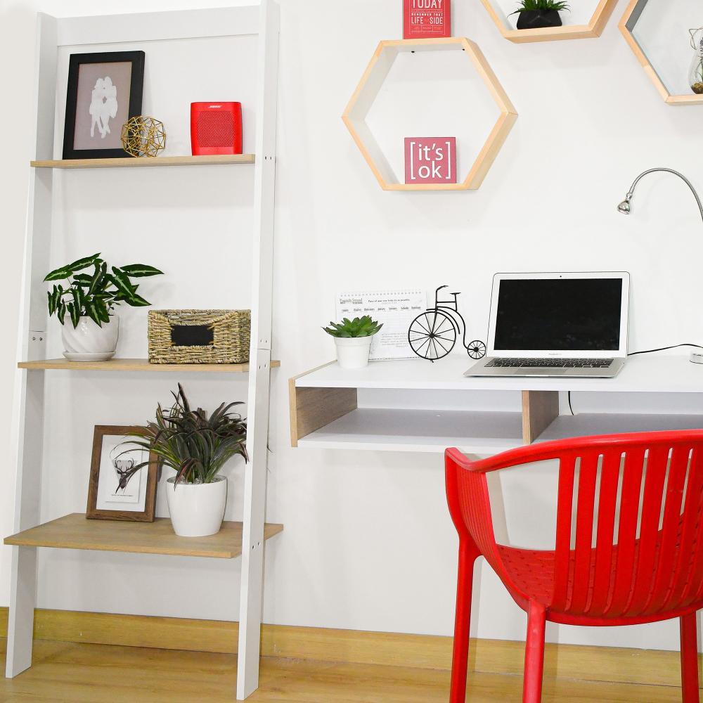 Biblioteca Escalera Home Office Blanco 60 cm con Entrepaños - Bibliotecas | Bylmo