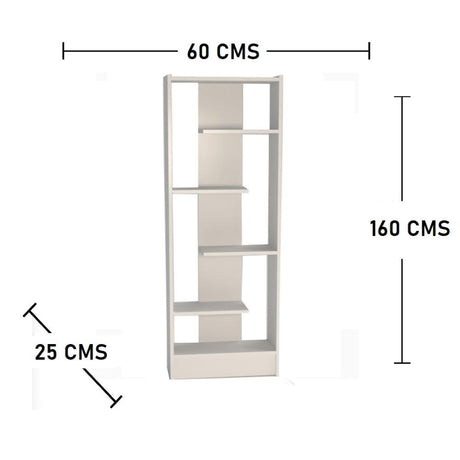 Biblioteca Like BLANCO 60x160cm con Cinco Compartimientos - Bibliotecas | Bylmo